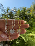 Diamond Flower Necklace (Figaro Chain)