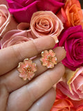 Peachy Pink Flower Earrings