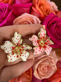 Large Hibiscus Earrings (white)