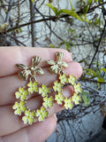 Floral Chandelier Earrings (yellow or beige)