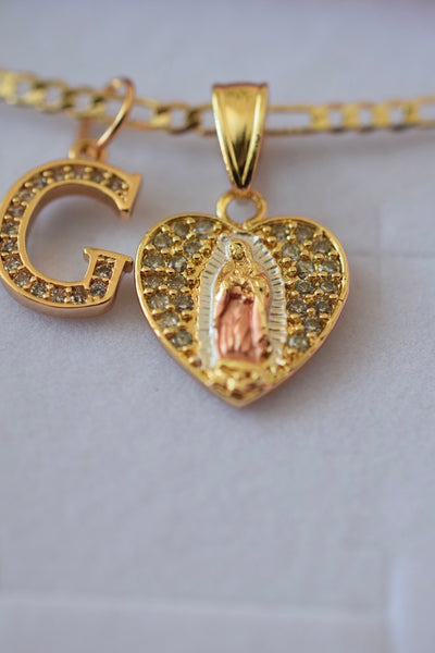 Beautiful Mary Heart & Initial (Tricolor)