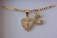 Small Tricolor Saint Jude Heart & Initial