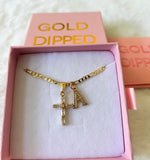 Baguette Diamond Cross With Initial