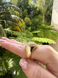 Double Halo Nugget Heart Ring