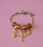 Cross & Mary Charm Bracelet