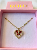 Red Heart Butterfly Necklace