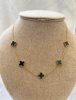 Black 5 Clover Necklace