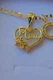 Butterfly Mom Heart & Initial (Figaro Chain)