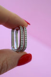 Silver Small Icy Rectangle Hoops