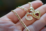 Garnet Heart & Initial