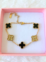 Icy Black Lucky Clover Bracelet