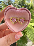 Floral Heart Earrings (Pink)