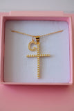 Large Diamond Cross & Initial (Rolo Chain)