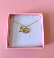 Diamond Kitty With Initial (Rolo Chain)