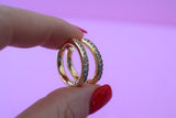 Pink Icy Huggie Hoops
