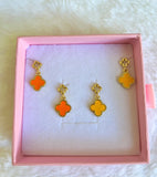 Clover Dangle Earrings In Orange Or Yellow