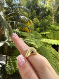 Double Halo Nugget Heart Ring