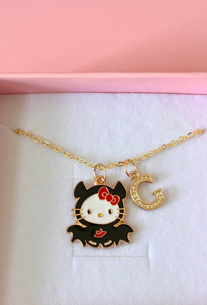 Naughty Kitty With Initial (Rolo Chain)