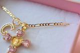 Heart Mary Cross & Initial (Pink)