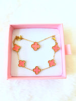 Dusty Rose Clover Bracelet & Necklace: Package Deal