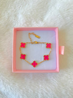 Magenta Lucky Clover Bracelet