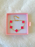 Magenta Lucky Clover Bracelet