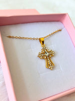 Crystal Cross (Rolo Chain)