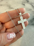 Silver Nugget Cross (Rolo Chain)