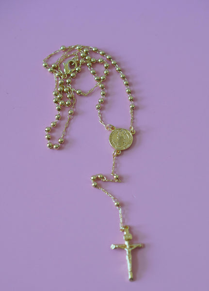 Saint Benedict Medallion Rosary Necklace