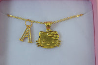 Gold Kitty & Initial (Rolo Chain)
