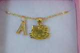Gold Kitty & Initial (Rolo Chain)