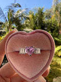 Pink Baguette Heart Ring