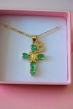 Emerald Mary Cross & Initial
