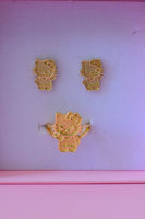 Gold Kitty Earrings & Ring Set (Package Deal)