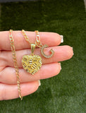 Larger High Shine Nugget Heart & Initial