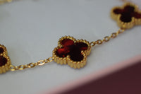 Burgundy Lucky Clover Bracelet