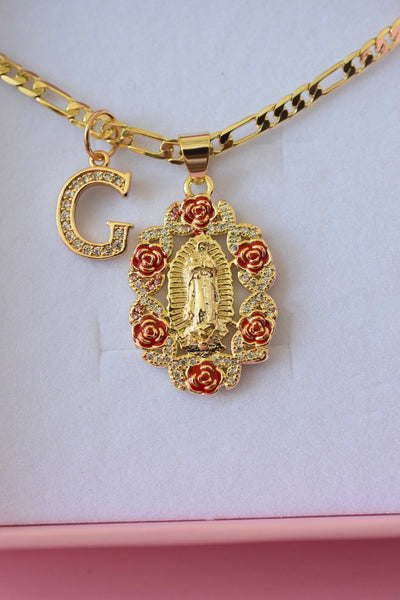 Icy La Rosa de Guadalupe & Initial (Red)