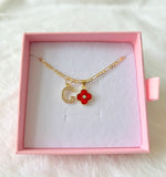 Carnelian Lucky Clover & Initial