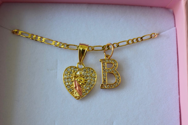 Tricolor Beautiful Saint Jude Heart & Initial