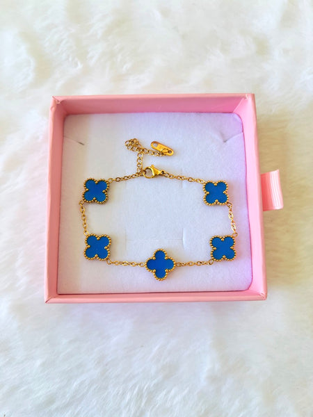 Blue Lucky Clover Bracelet