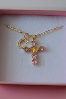 Heart Mary Cross & Initial (Pink)