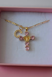 Heart Mary Cross & Initial (Pink)