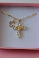 Heart Mary Cross & Initial (White)