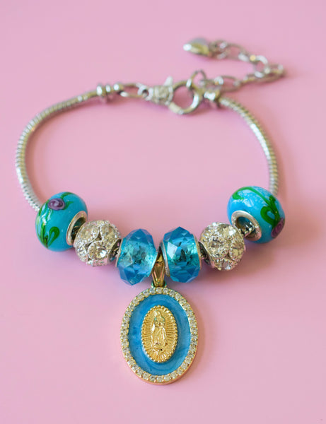 Royal Blue Mary Charm Bracelet