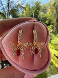 Butterfly Dangle Earrings (red)
