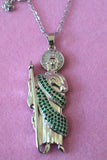 Silver Emerald Saint Jude (Rolo Chain)