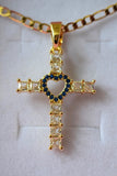 Sapphire Heart Cross