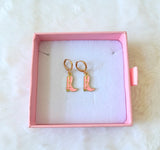 Pink Cowgirl Boot Earrings