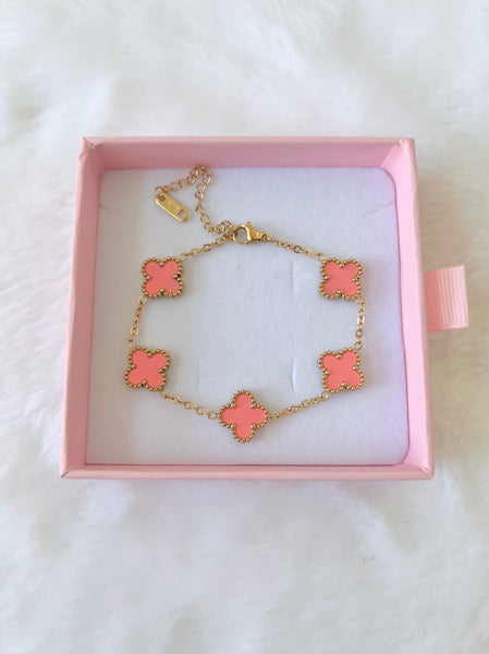 Pink Lucky Clover Bracelet