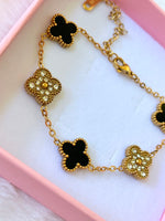 Icy Black Lucky Clover Bracelet